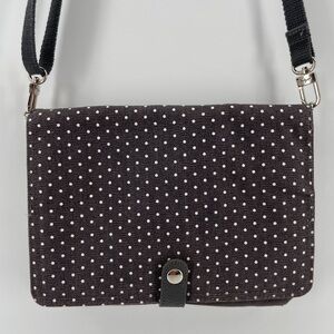 Thirty-One Double Up Crossbody Bag Gray Polka Dots Snap